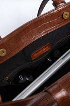 Crocodile Day Bag - Dark Brown