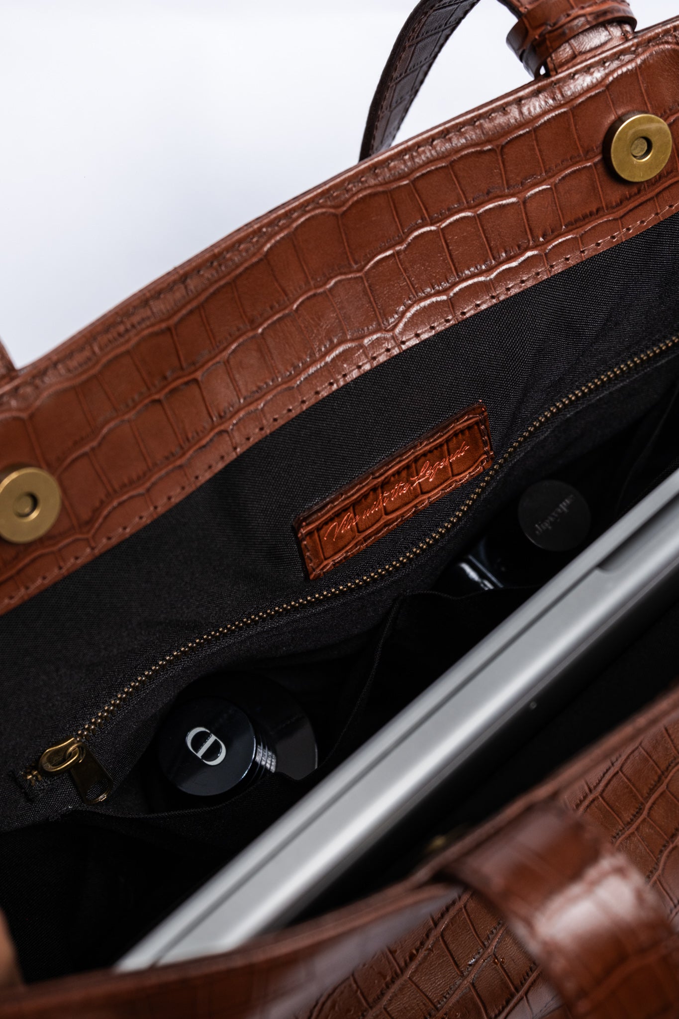 Crocodile Day Bag - Dark Brown