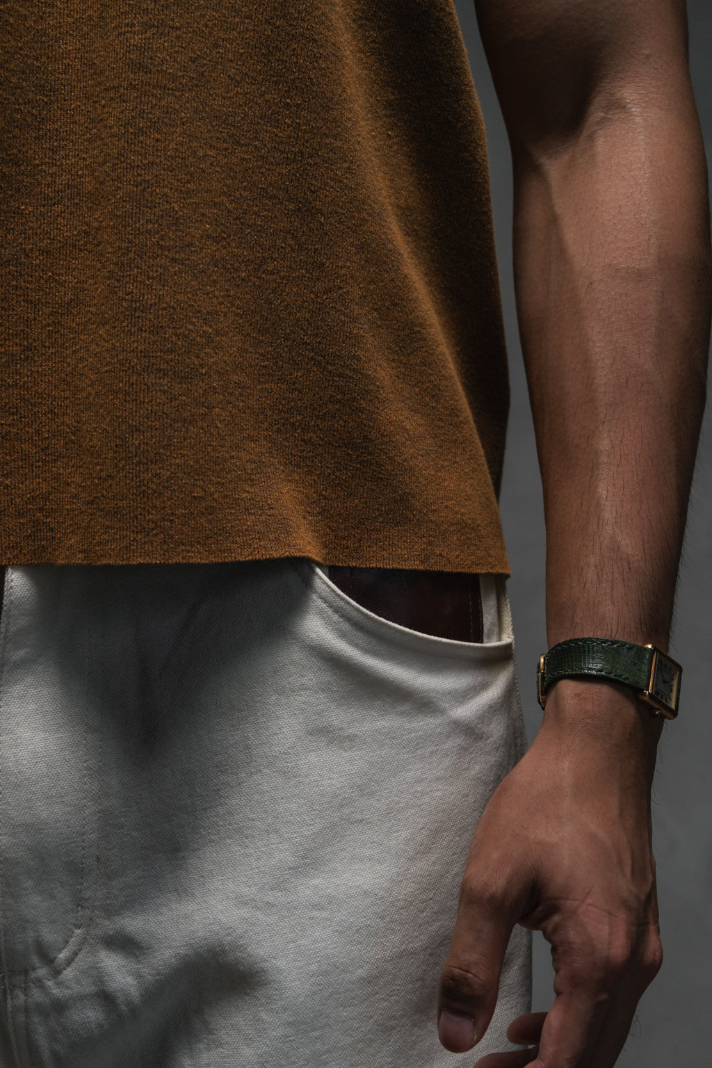 Knit Short-sleeve Henley - Redwood Brown