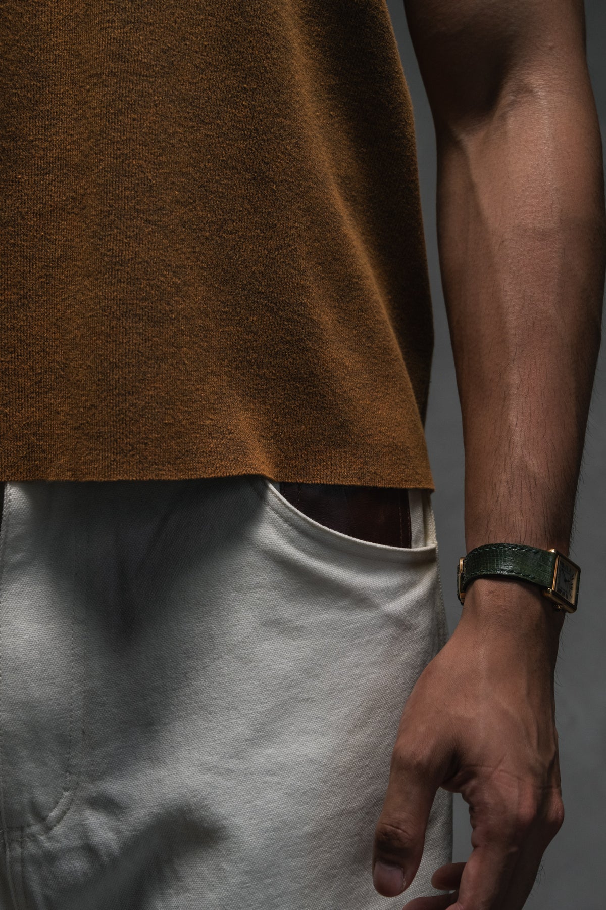 Knit Short-sleeve Henley - Redwood Brown