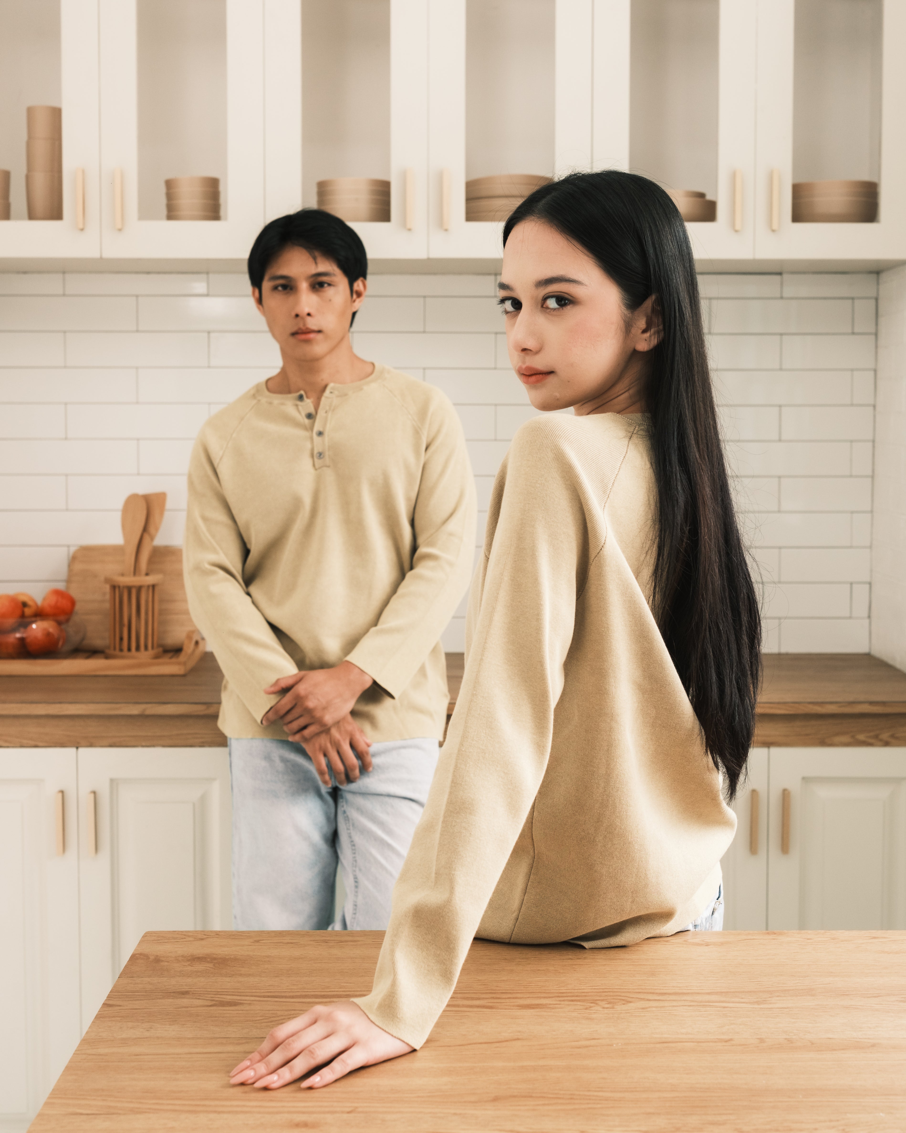 Knit Long-sleeve Henley - Washed Sand