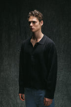 Collar Knit Cardigan - Black