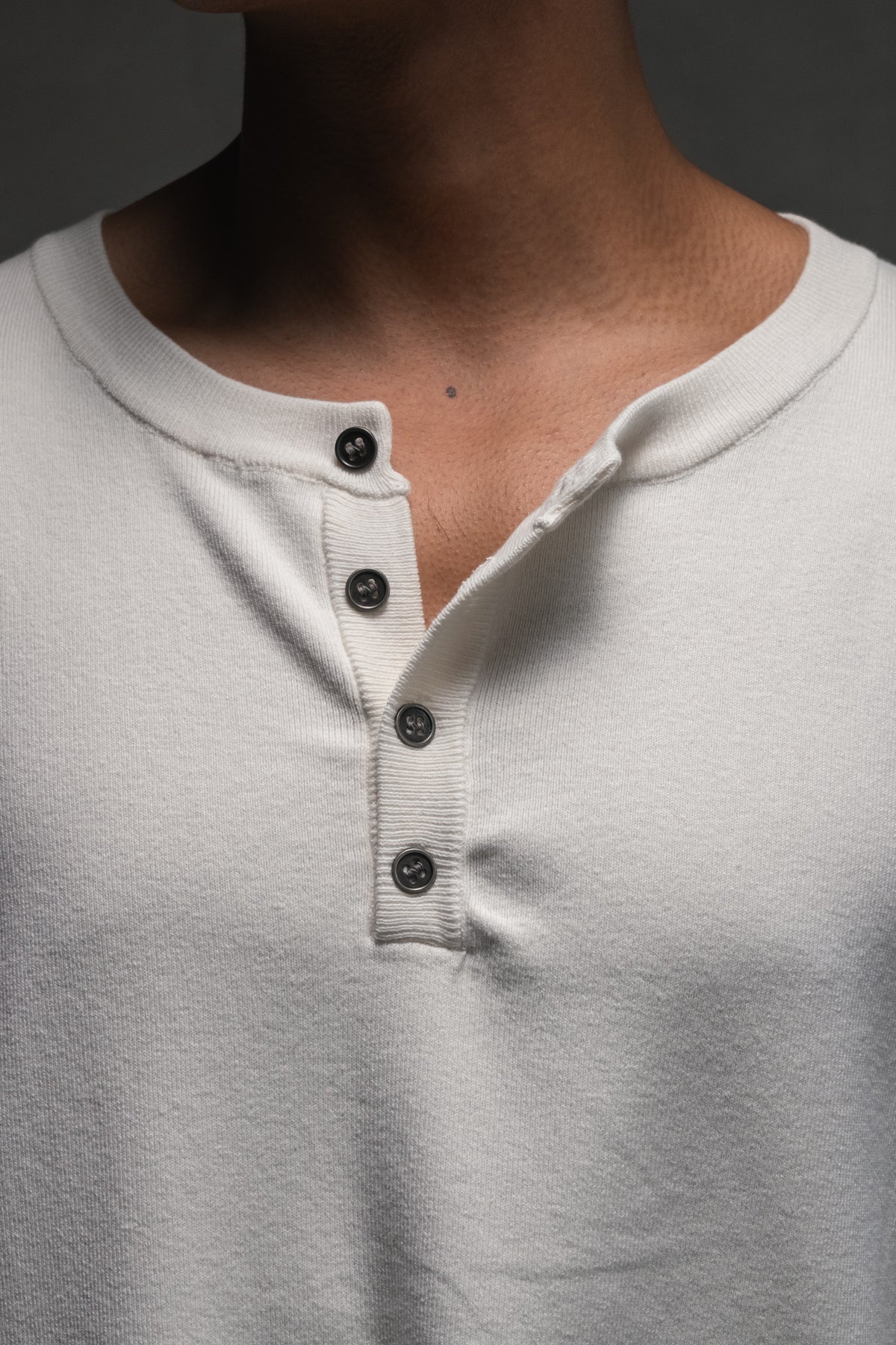 Knit Short-sleeve Henley - Off-White