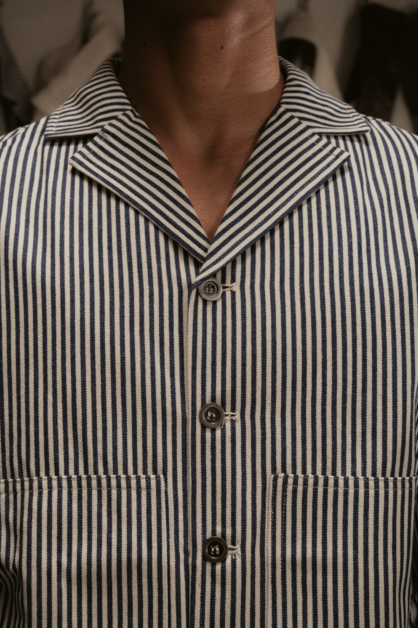 Pinstripe Jacket - Navy Blue