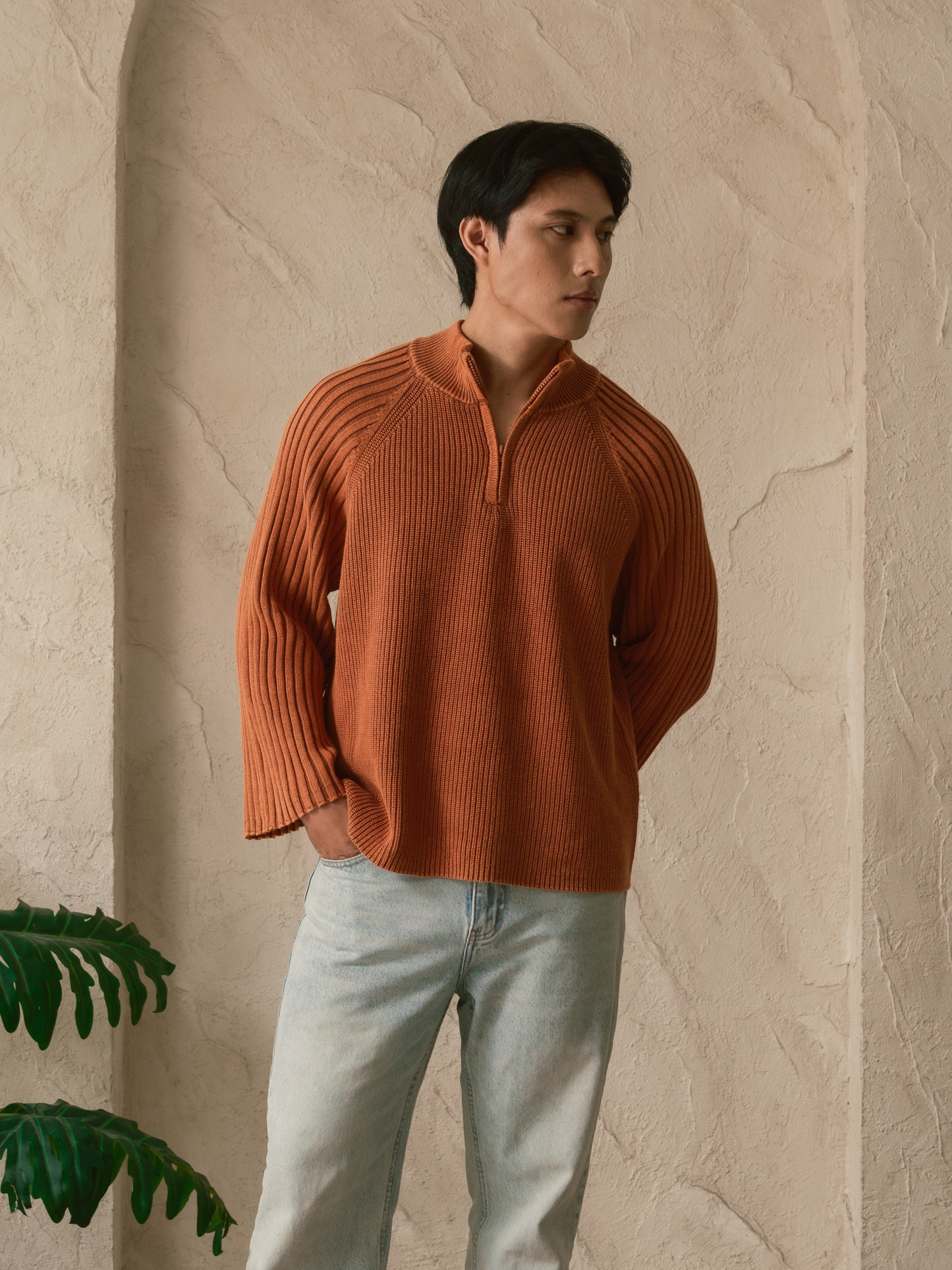 Quarter-Zip Knitwear - Pumpkin Spice