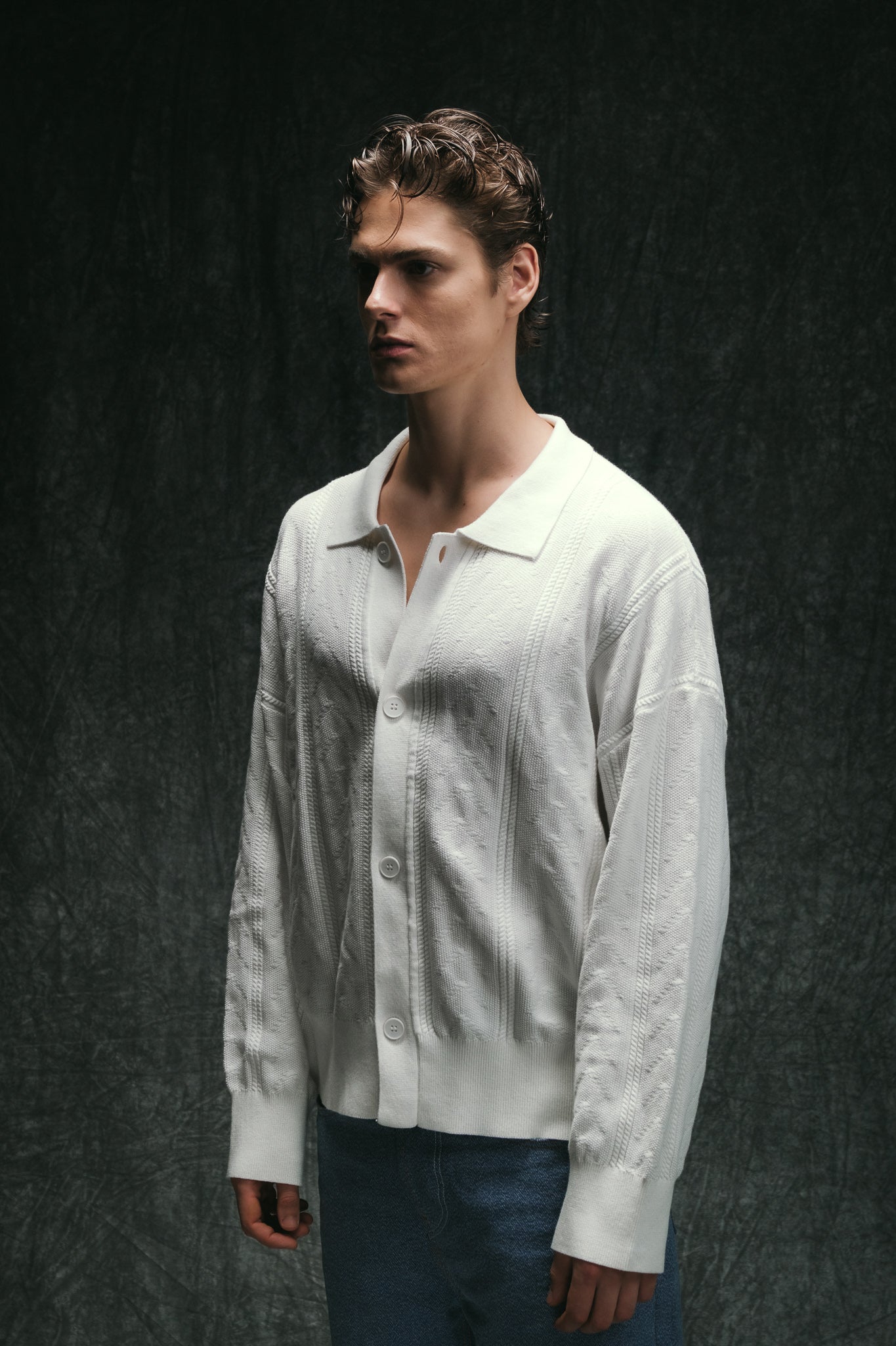 Collar Knit Cardigan - Off White