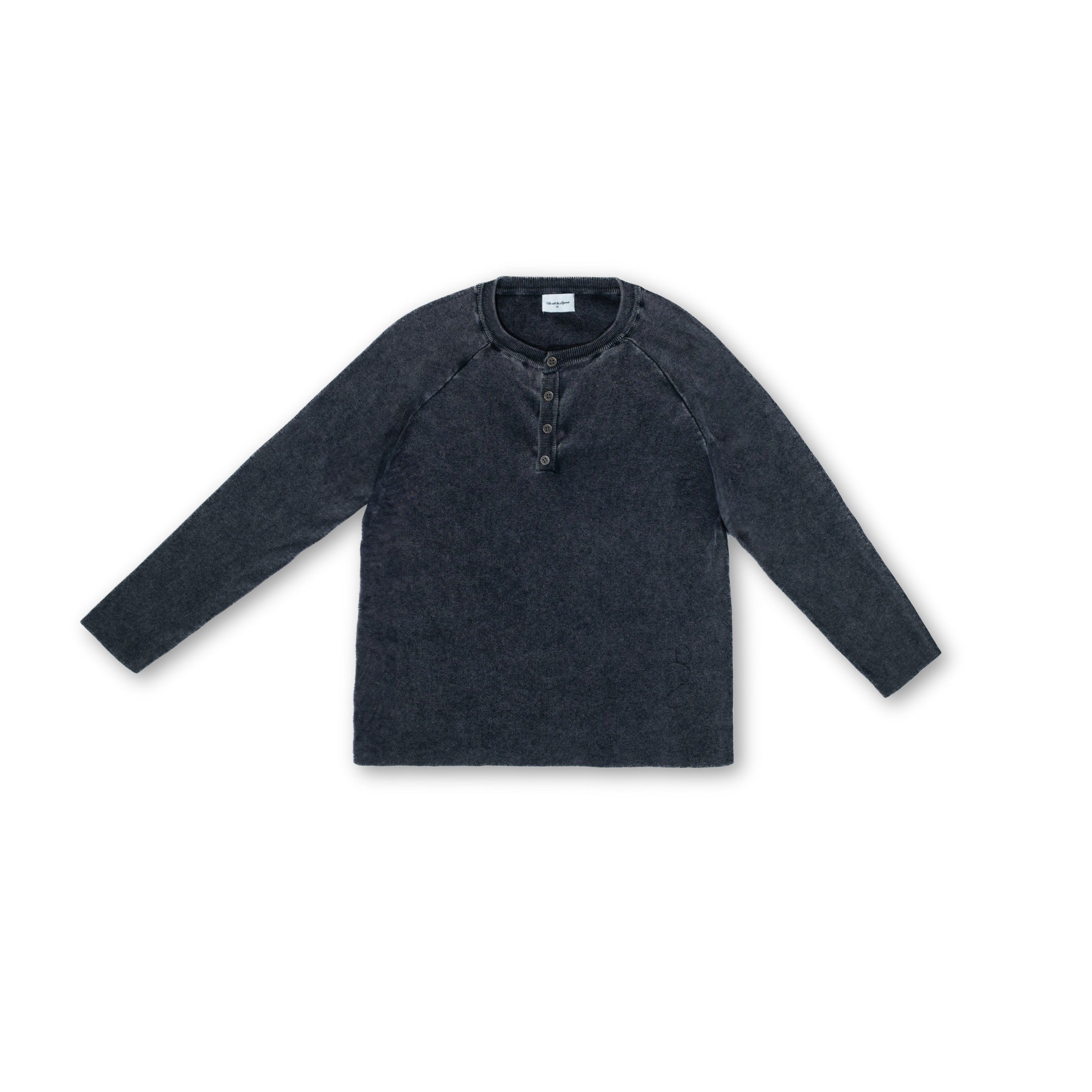 Knit Long-sleeve Henley - Light Washed Black