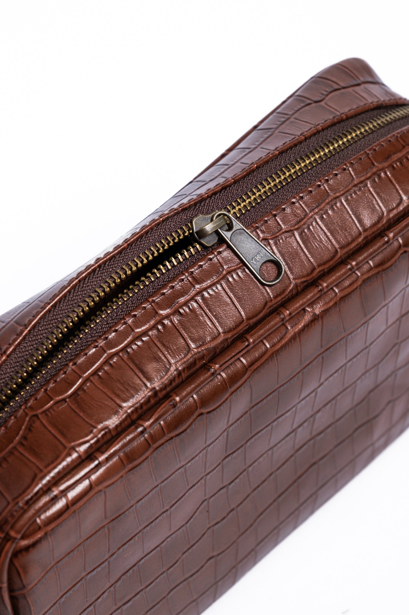 Crocodile Dopp Kit - Dark Brown