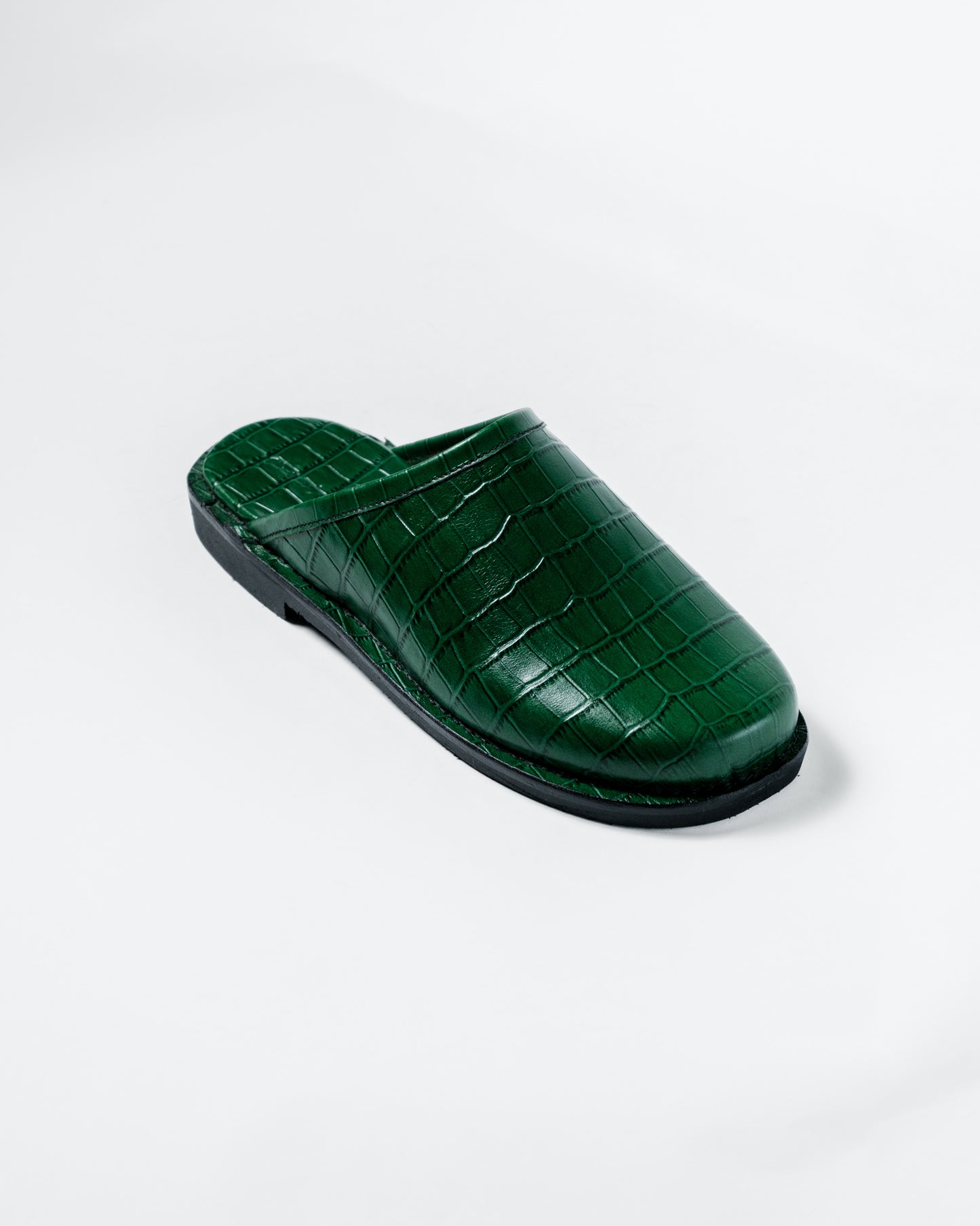 Crocodile Leather Mules - Dark Green