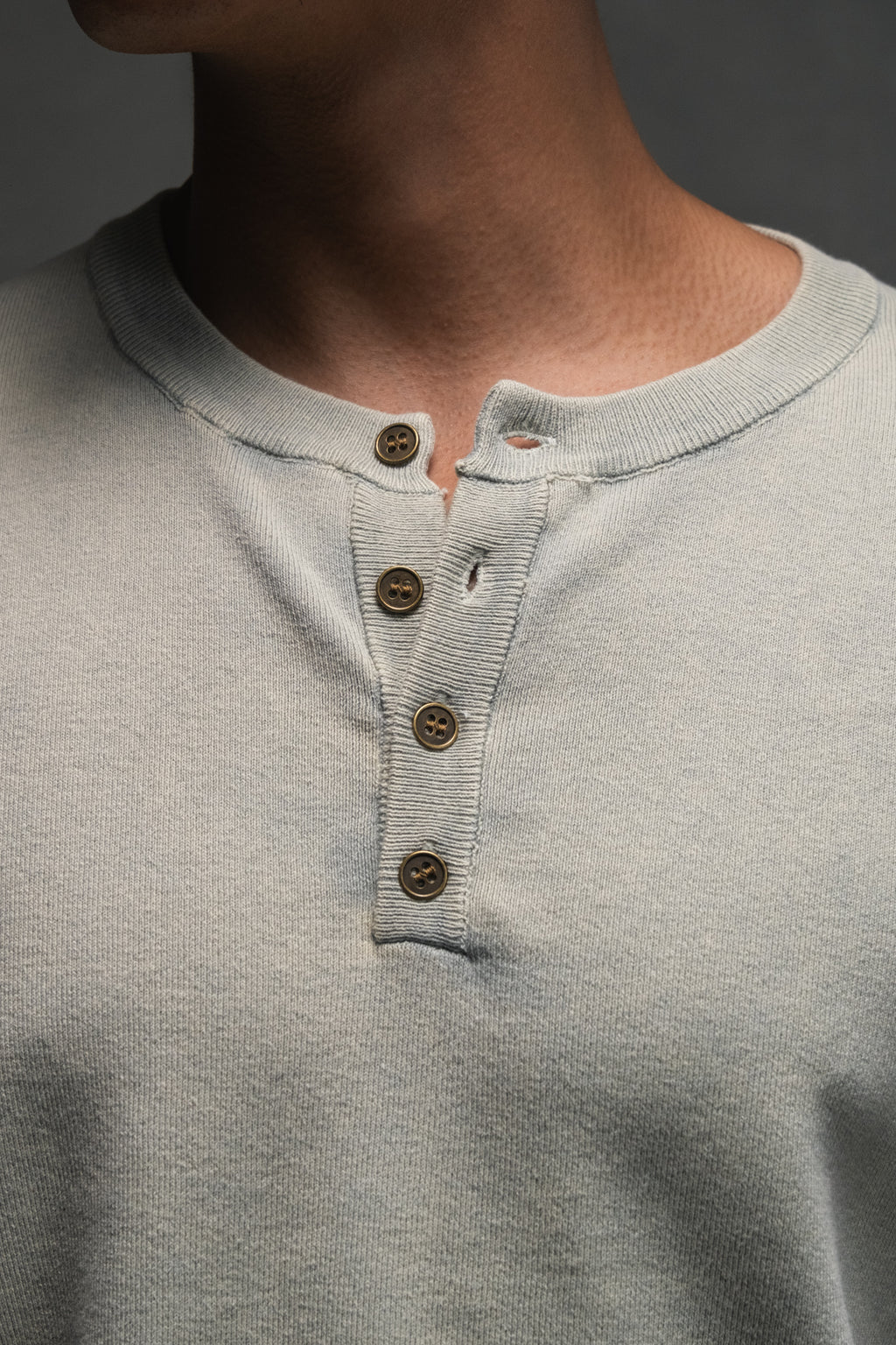 Knit Short-sleeve Henley - Washed Light Green