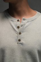 Knit Short-sleeve Henley - Washed Light Green