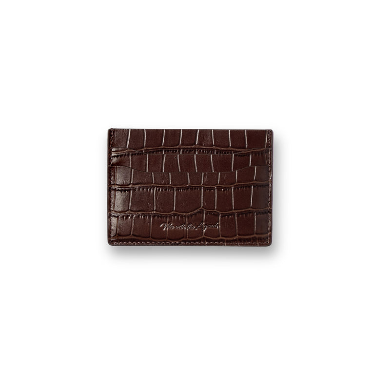 Crocodile Card Holder - Dark Brown