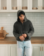 Knit Full-zip Hoodie - Washed Black