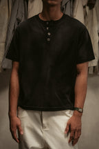 Sun Faded Henley - Vintage Black