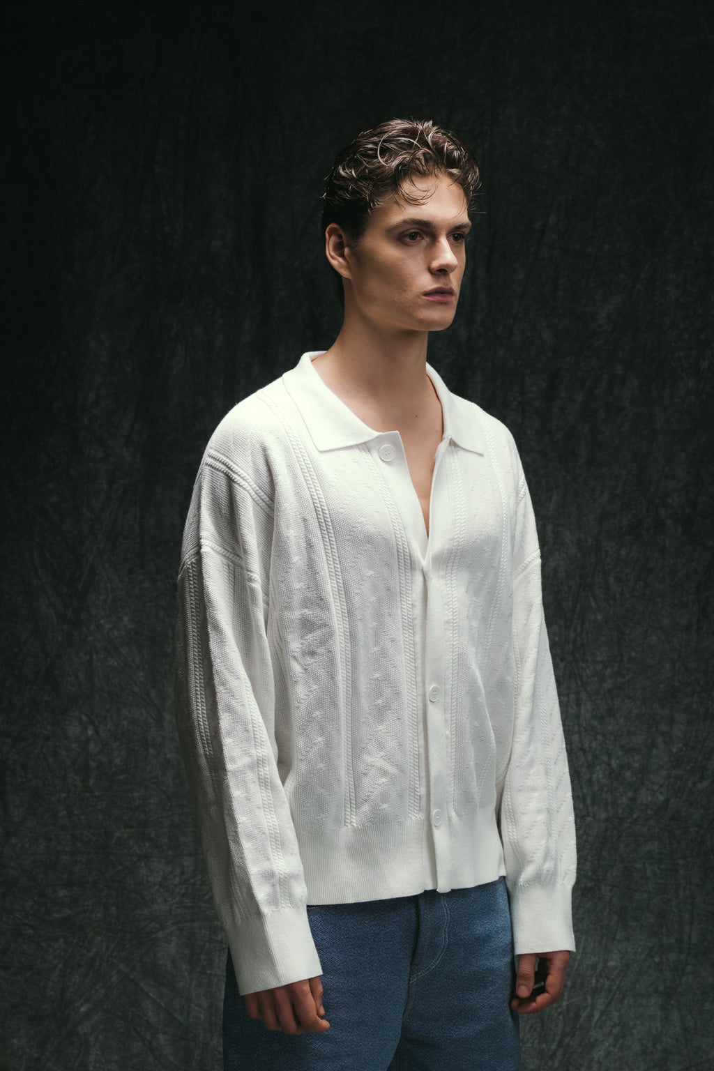 Collar Knit Cardigan - Off White