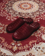 Crocodile Leather Mules - Red Wine