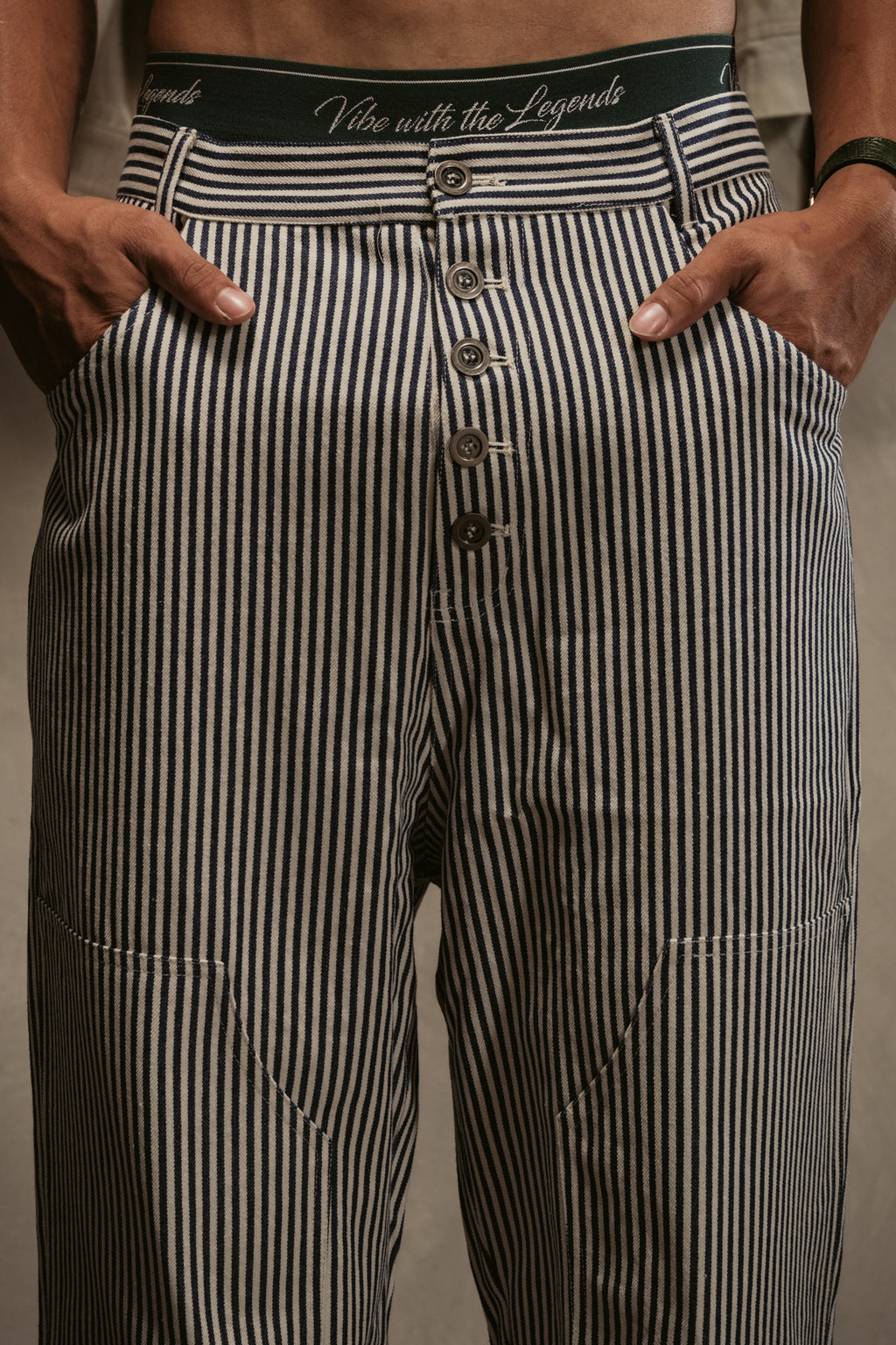 Pinstripe Pants - Navy Blue