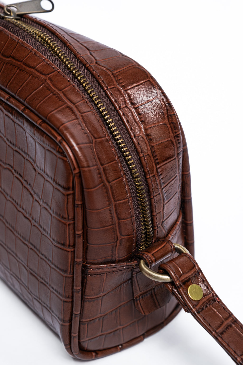 Crocodile Dopp Kit - Dark Brown