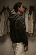 Sun Faded Hoodie Henley - Vintage Black