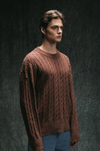 Cable Knit Sweater - Brown
