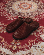 Crocodile Leather Mules - Dark Brown