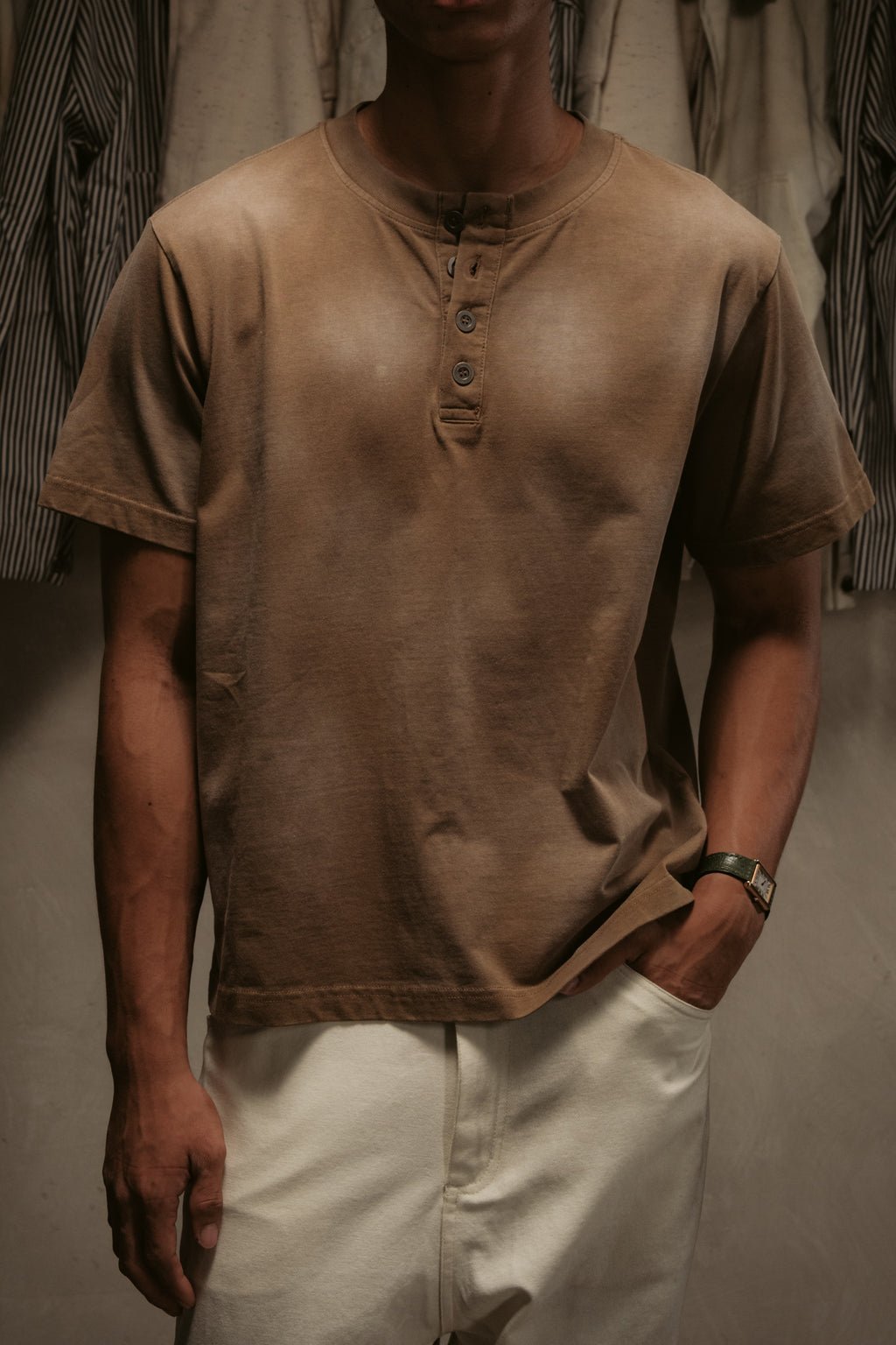 Sun Faded Henley - Vintage Brown