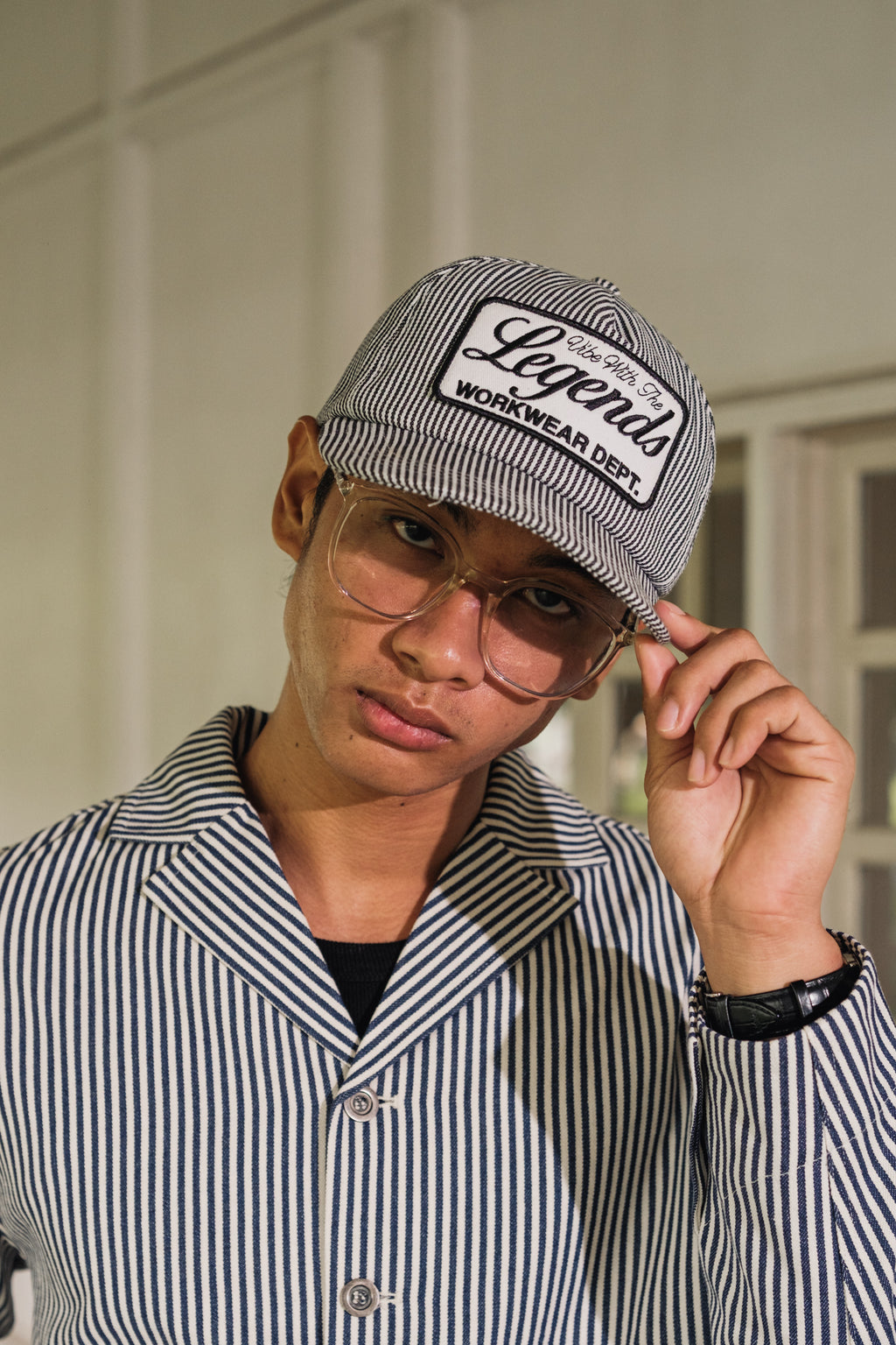 Packable Cap - Pinstripe Black