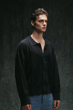 Collar Knit Cardigan - Black