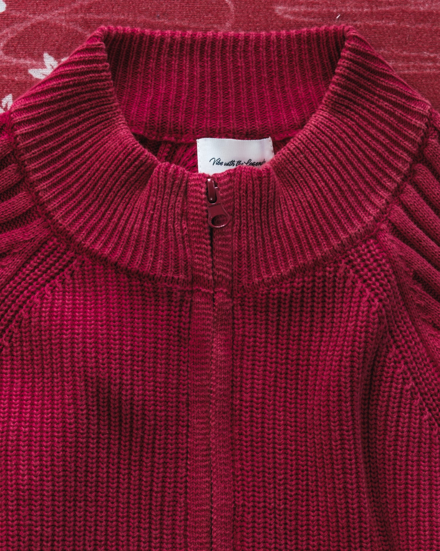 Full-Zip Knitwear - Washed Red