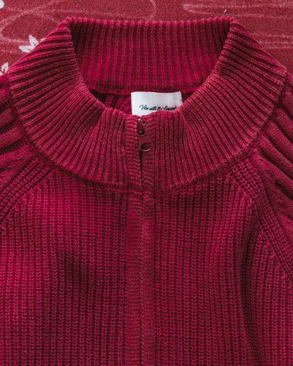 Full-Zip Knitwear - Washed Red