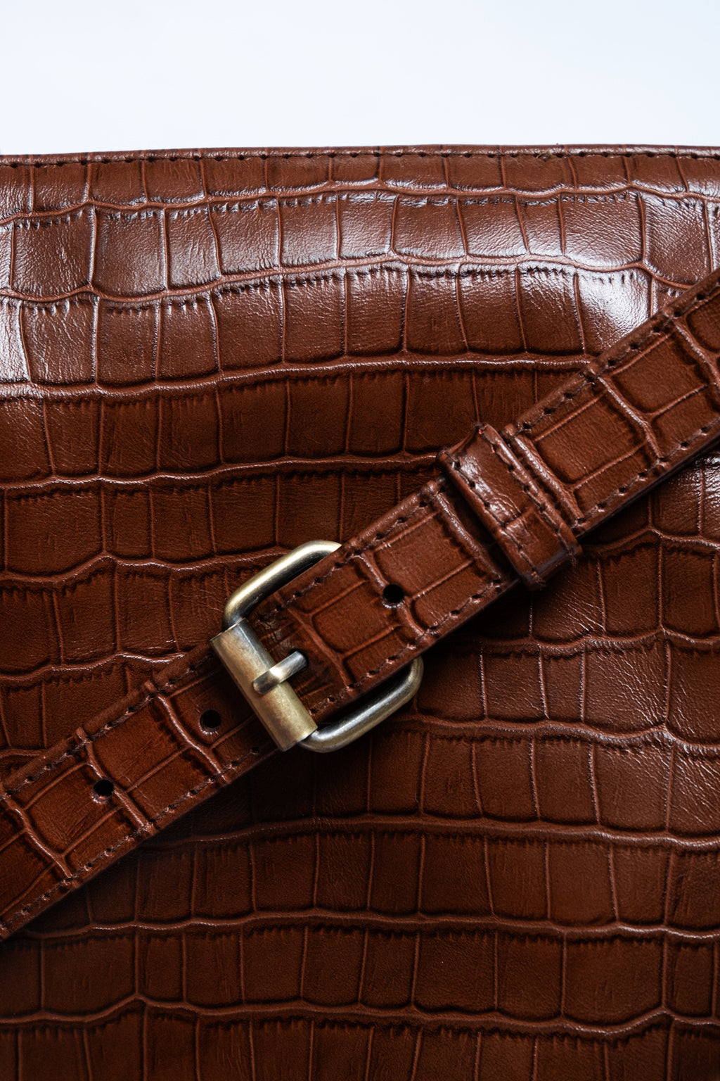 Crocodile Day Bag - Dark Brown