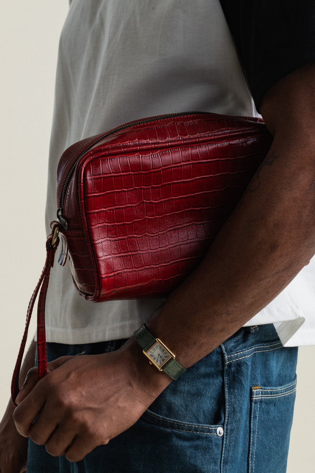 Crocodile Dopp Kit - Red Wine