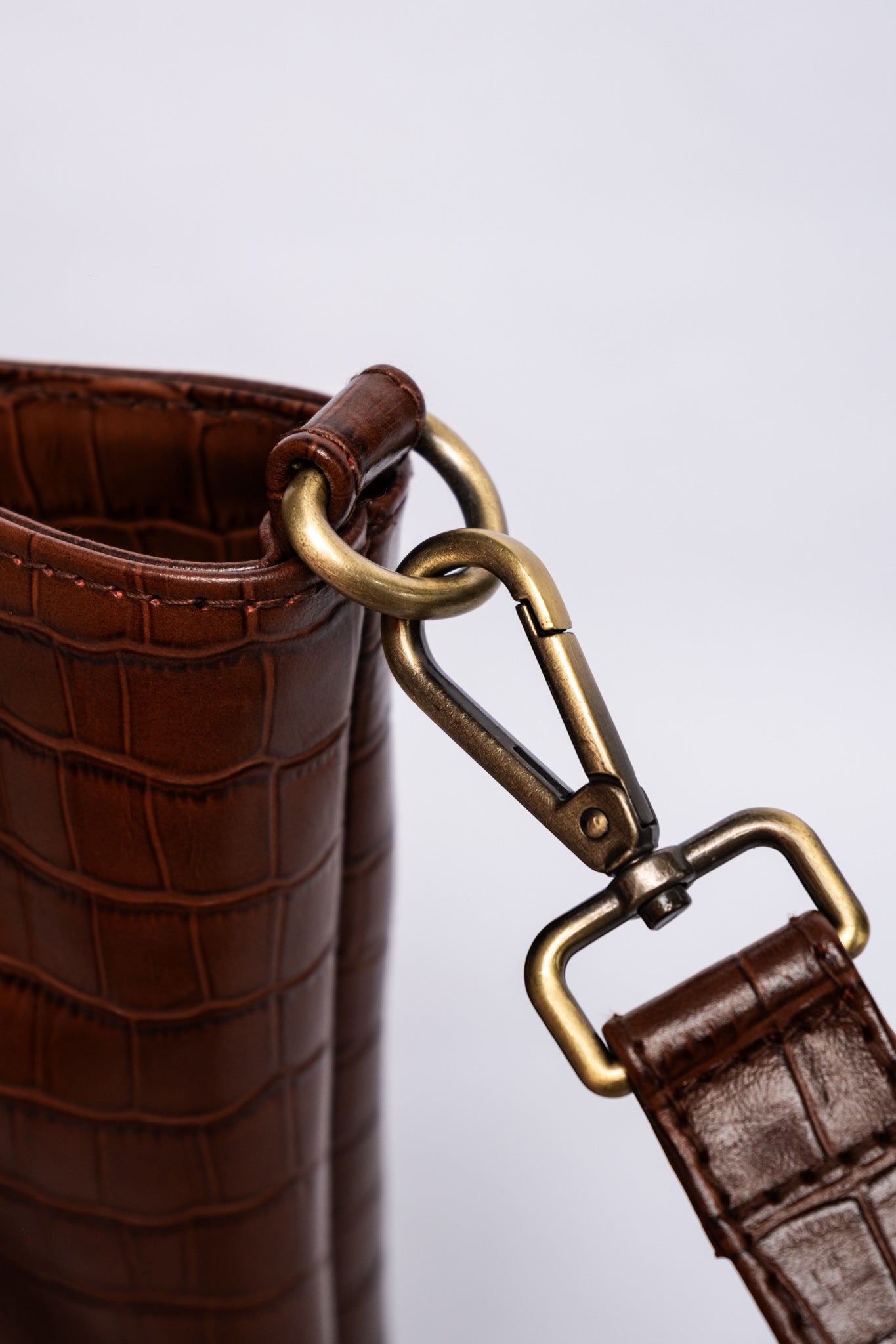 Crocodile Day Bag - Dark Brown