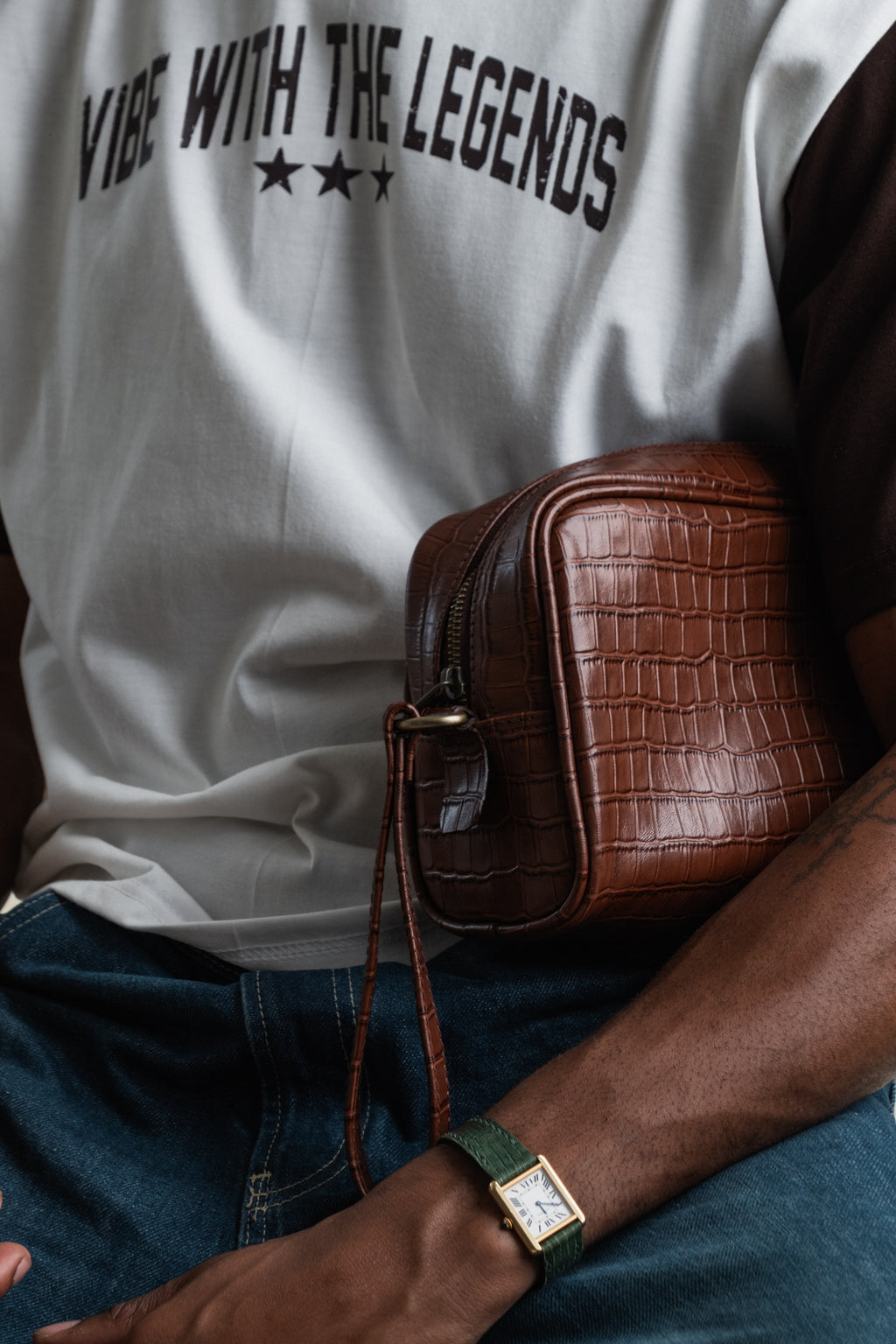 Crocodile Dopp Kit - Dark Brown