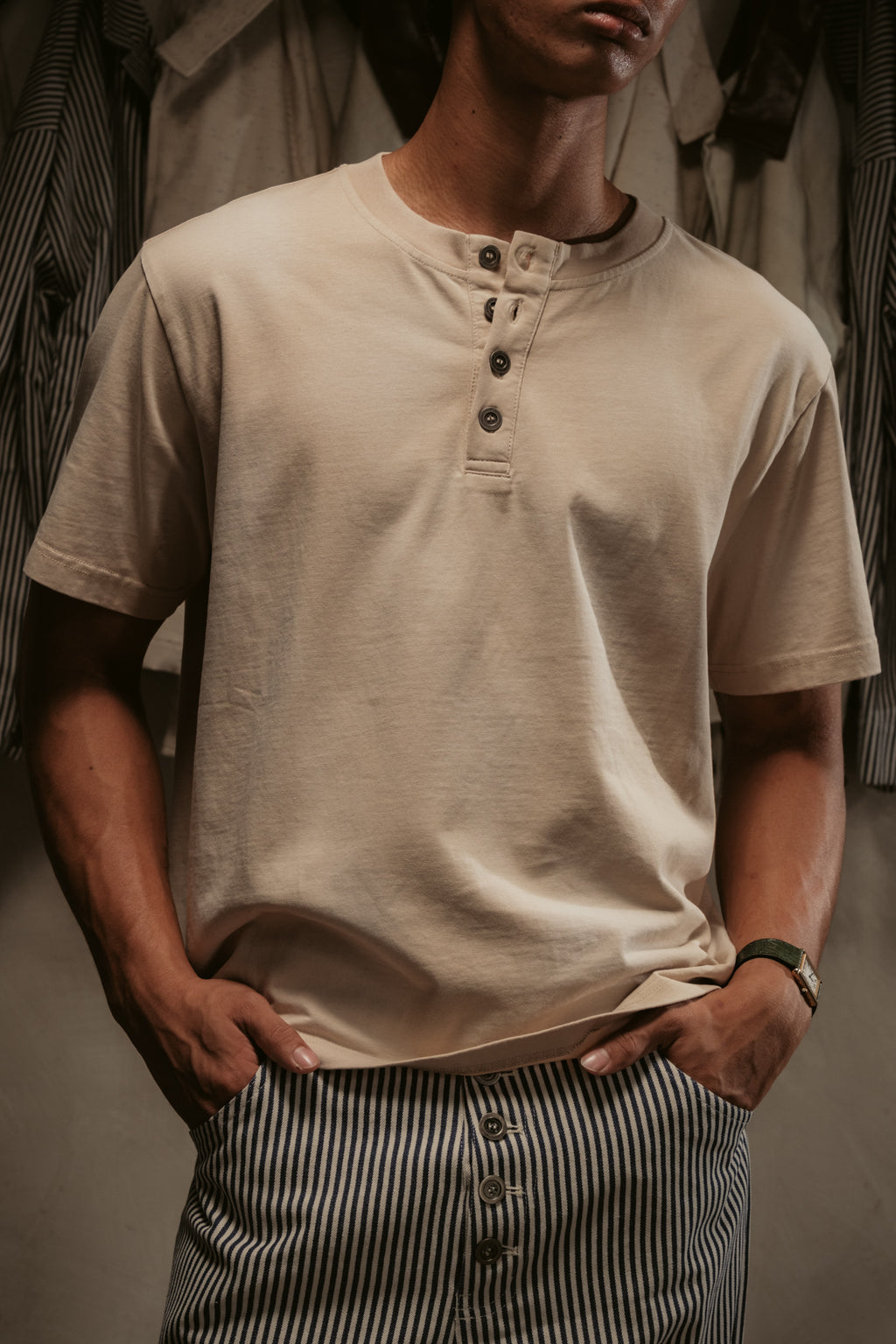 Sun Faded Henley - Vintage Cream