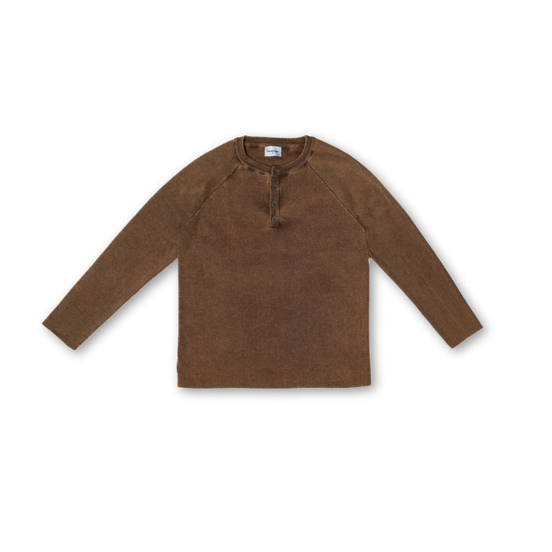 Knit Long-sleeve Henley - Washed Brown