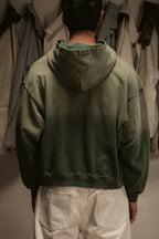 Sun Faded Hoodie Henley - Vintage Green