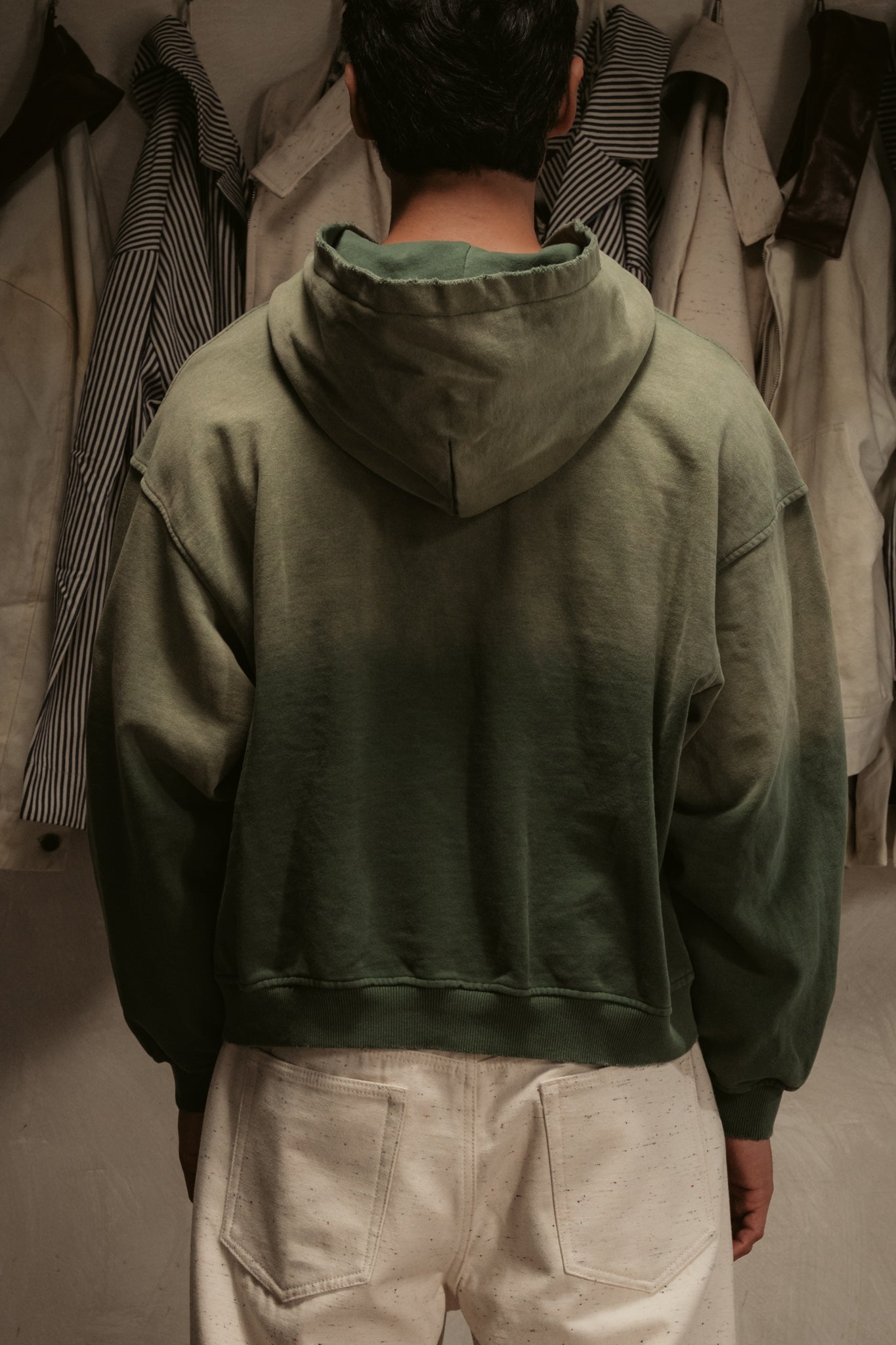Sun Faded Hoodie Henley - Vintage Green