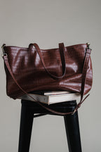 Crocodile Day Bag - Dark Brown