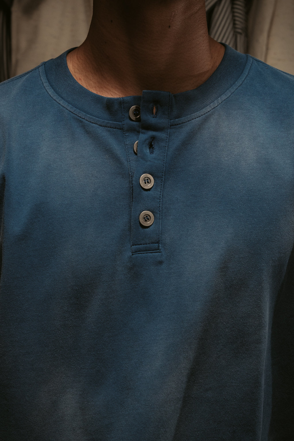 Sun Faded Henley - Vintage Blue