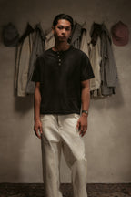 Sun Faded Henley - Vintage Black