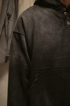 Sun Faded Hoodie Henley - Vintage Black