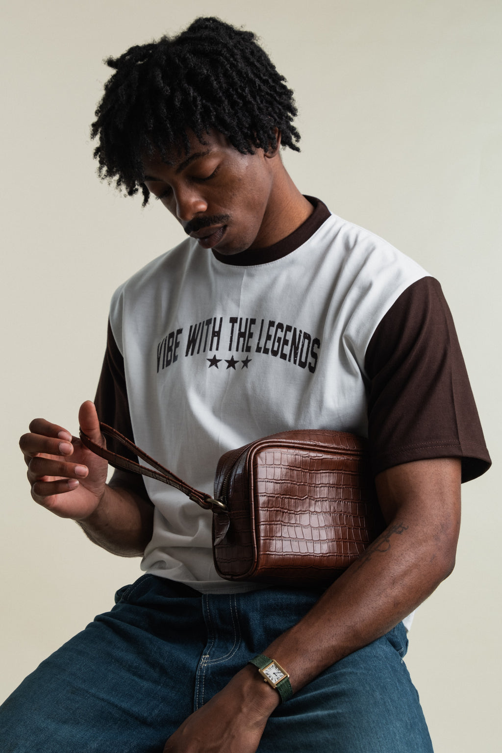 Crocodile Dopp Kit - Dark Brown