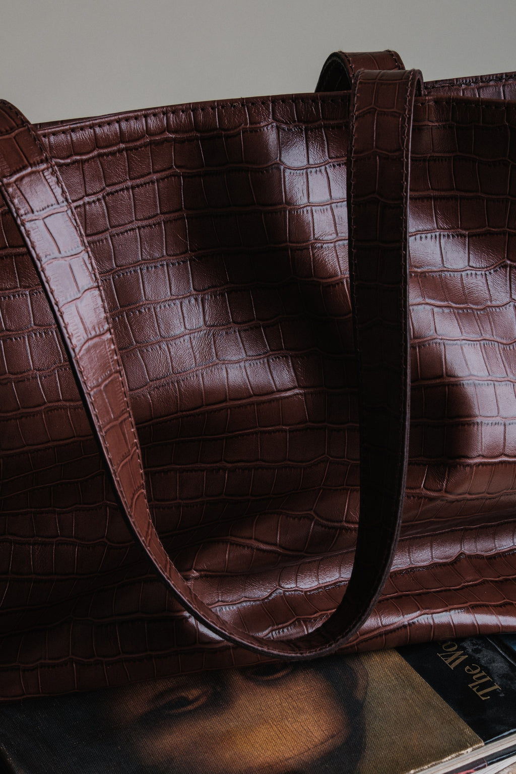 Crocodile Day Bag - Dark Brown
