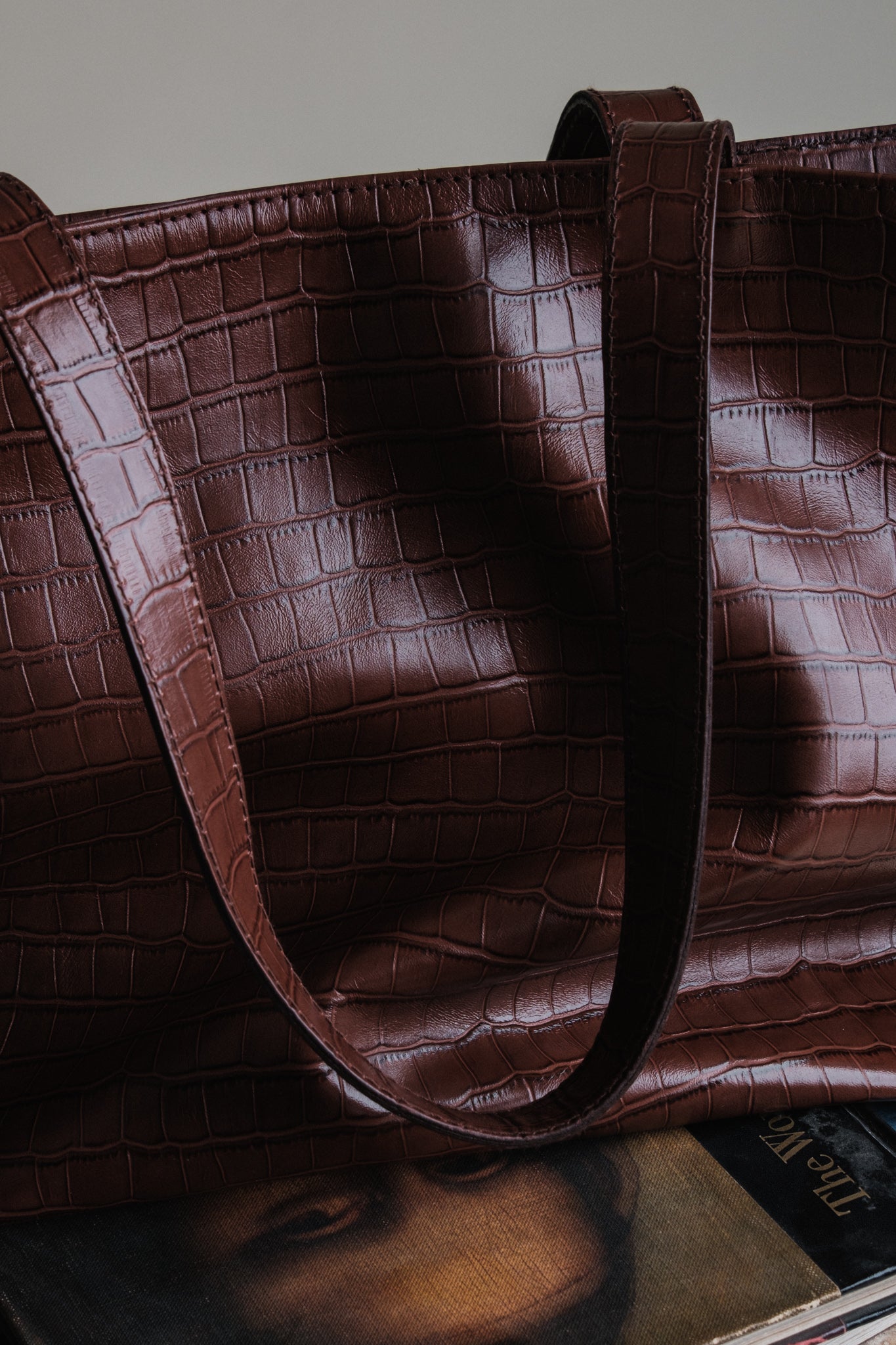 Crocodile Day Bag - Dark Brown
