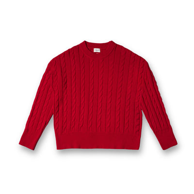 Cable Knit Sweater - Red