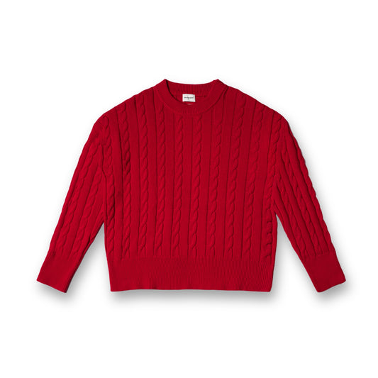 Cable Knit Sweater - Red