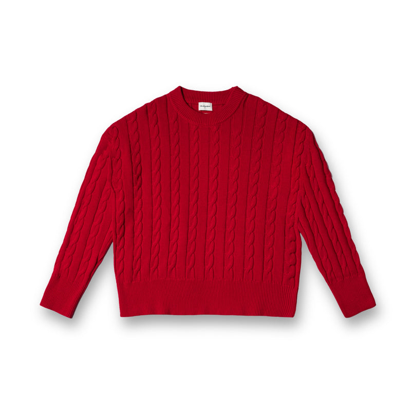 Cable Knit Sweater - Red