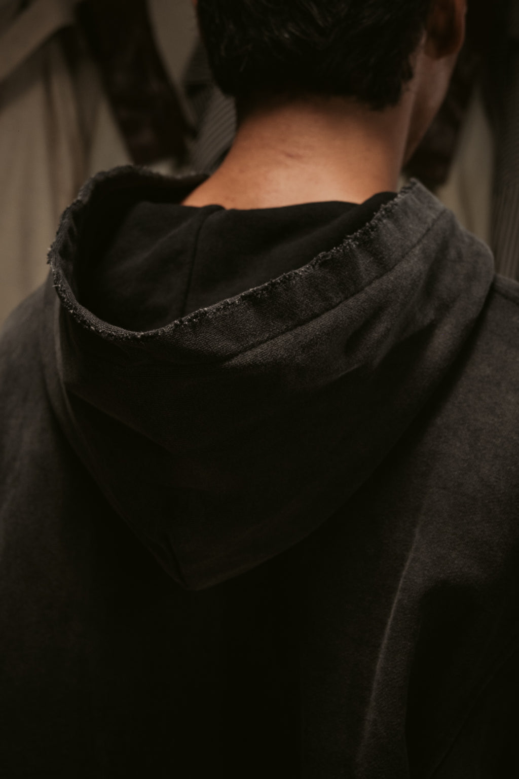 Sun Faded Hoodie Henley - Vintage Black