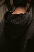 Sun Faded Hoodie Henley - Vintage Black